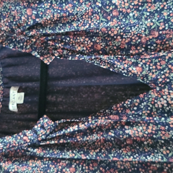 EUC J.Crew navy floral long sleeve dress flowy XL elastic waist spring - Picture 3 of 5